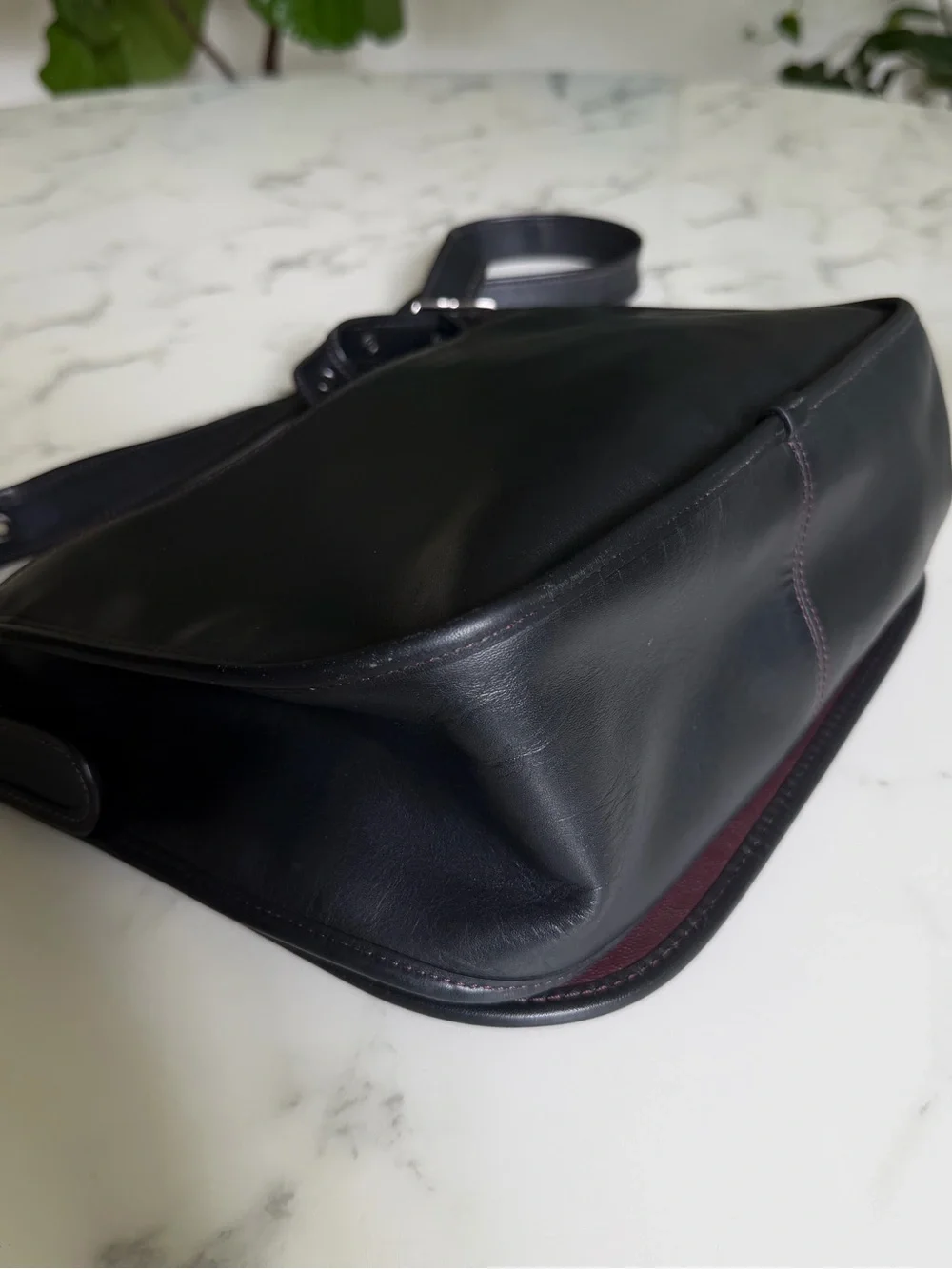 Coach Patricia Saddle Bag Leather 75th Anniversary Black Oxblood Contrast F38247